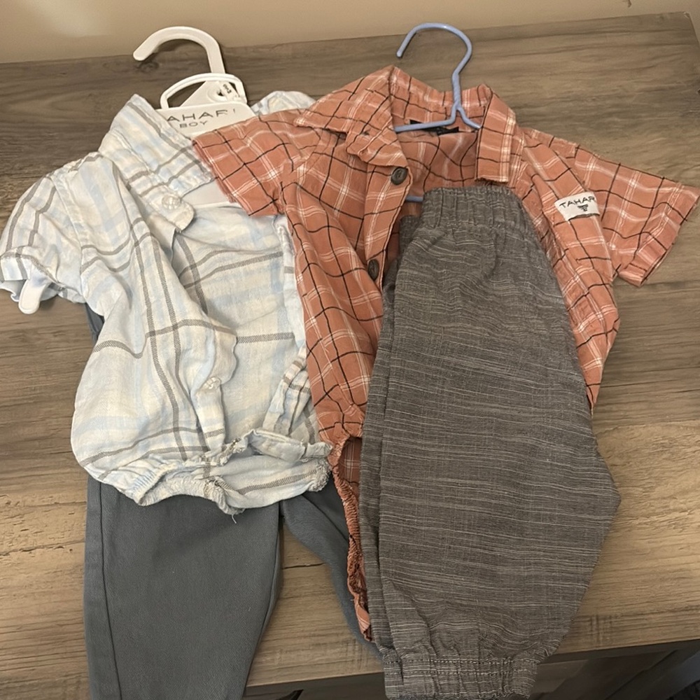 Tahari Club Plaid and Striped Shirt Set